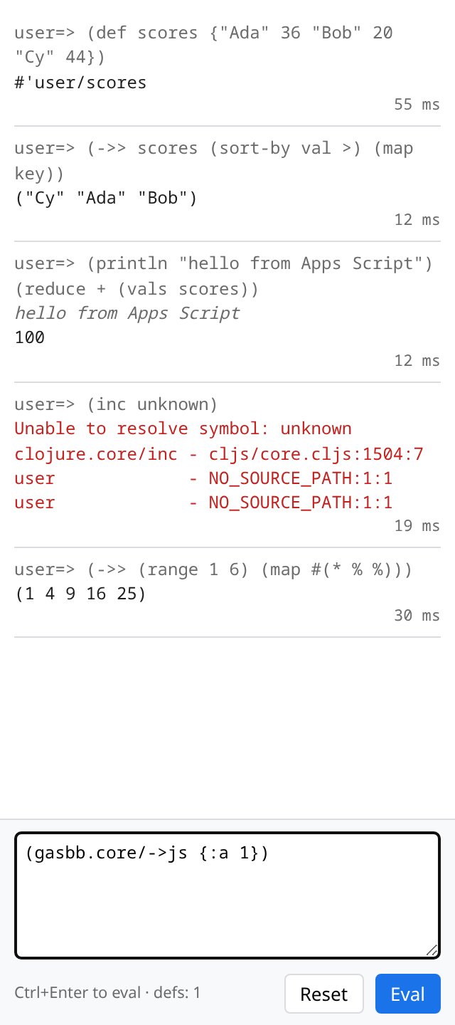 REPL sidebar
